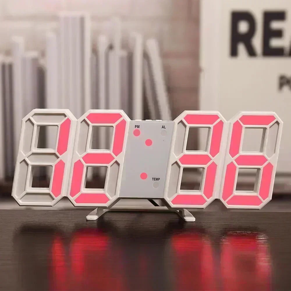 Horloge murale numérique LED 3D – Design moderne à affichage lumineux