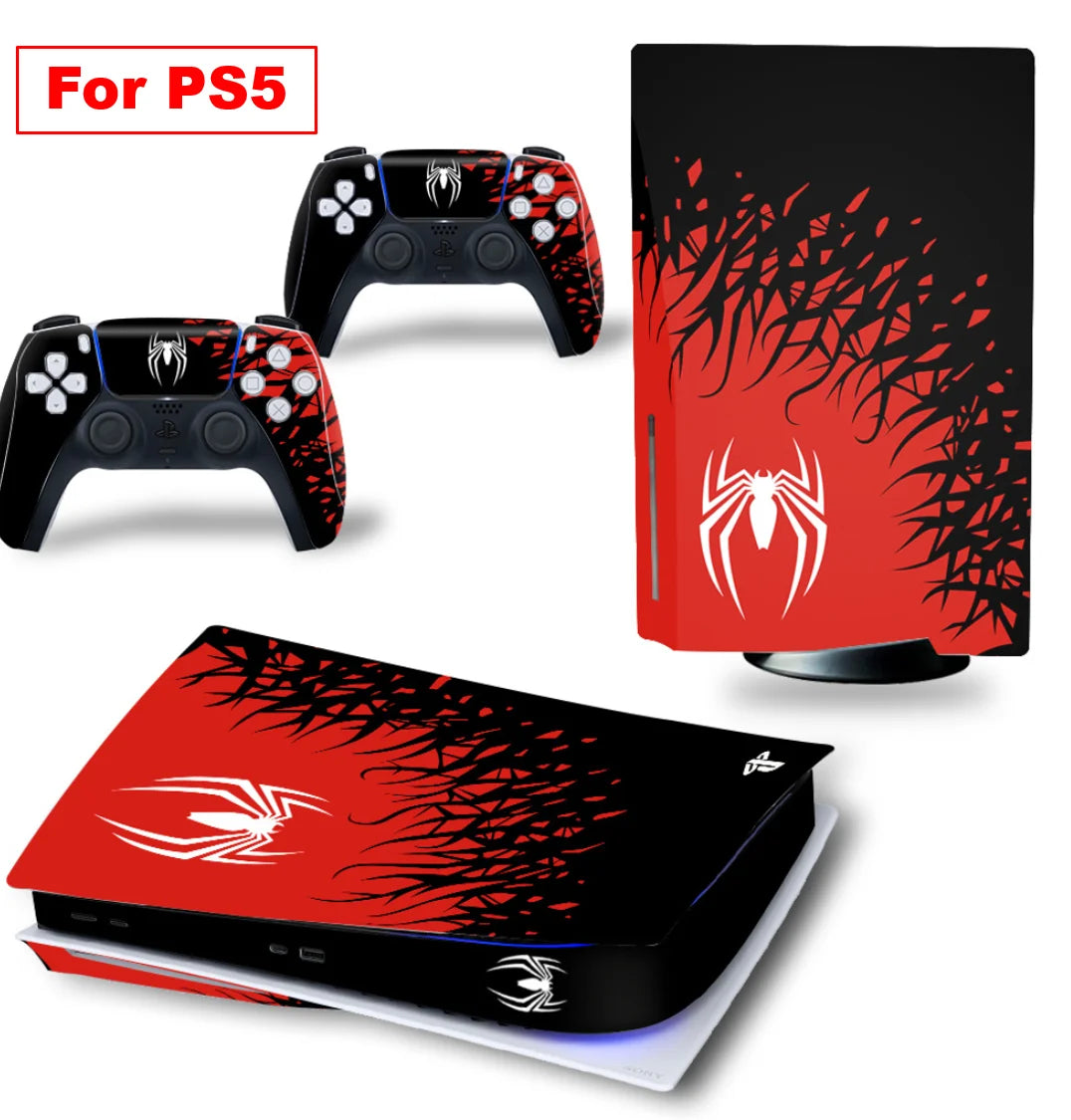 Skin Spider-Man Rouge & Noir pour PS5 Slim – Style et Protection Ultime