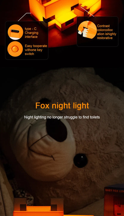 Lampe de Nuit Renard Minecraft - Veilleuse LED Orange Officielle pour Chambre Gaming et Enfant