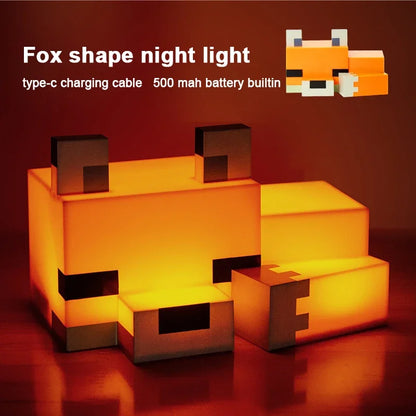 Lampe de Nuit Renard Minecraft - Veilleuse LED Orange Officielle pour Chambre Gaming et Enfant