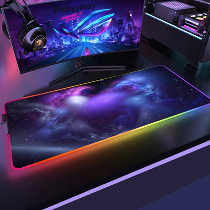 Tapis de Souris Gamer RGB XXL – Design Galaxie Spatiale Antidérapant