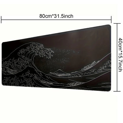 Tapis de Souris Gaming XXL – Vague Japonaise, Antidérapant et Imperméable