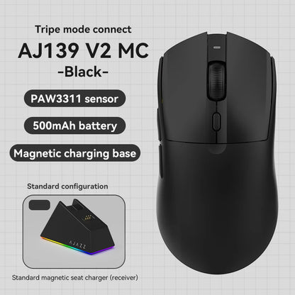 AJAZZ AJ139 V2 MC – Souris Gaming Sans Fil à Base Magnétique RGB