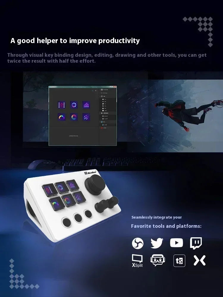 Mirabox N3 StreamDeck - Clavier Macro avec Écran LCD et Molette - Console de Contrôle pour Streaming et Gaming