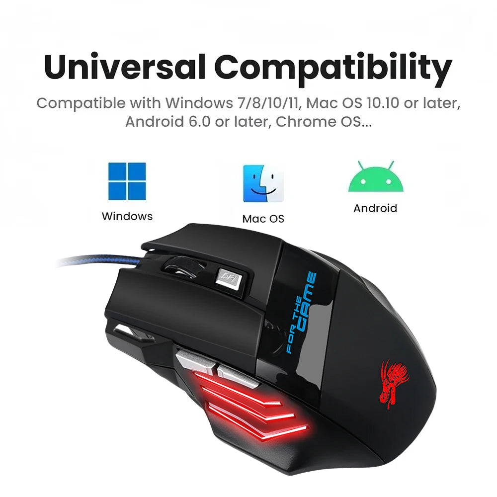 Souris Gaming USB Filaire 7 Boutons - Rétroéclairage LED & DPI Réglable