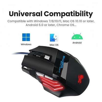 Souris Gaming USB Filaire 7 Boutons - Rétroéclairage LED & DPI Réglable