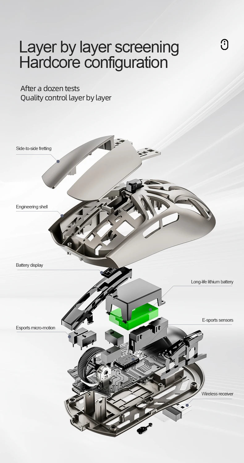 SMAILWOLF RS8 – Souris Gaming Sans Fil à Écran Digital (73g)