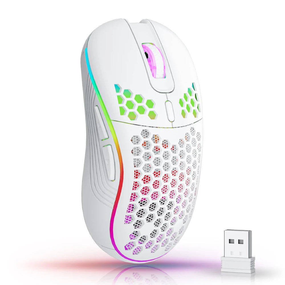SZKOSTON RGB Wireless Mouse – Légère, Rechargeable et Ultra Stylée
