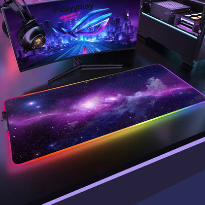 Tapis de Souris Gamer RGB XXL – Design Galaxie Spatiale Antidérapant
