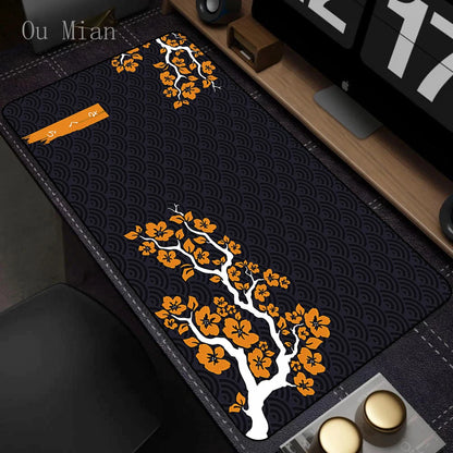 Tapis de Souris XXL Arbre Fleuri Antidérapant et Imperméable