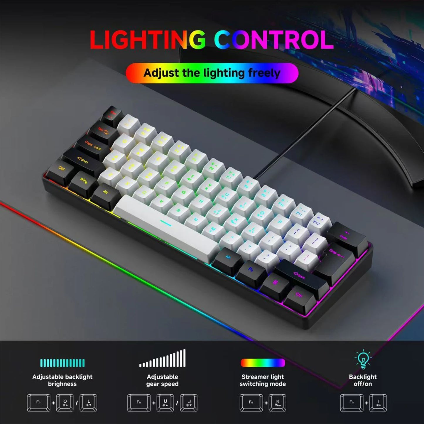 Clavier Gaming Compact 61 Touches RGB – OBAME