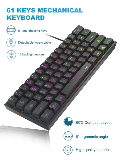 Clavier Gaming Compact 61 Touches RGB – MageGee