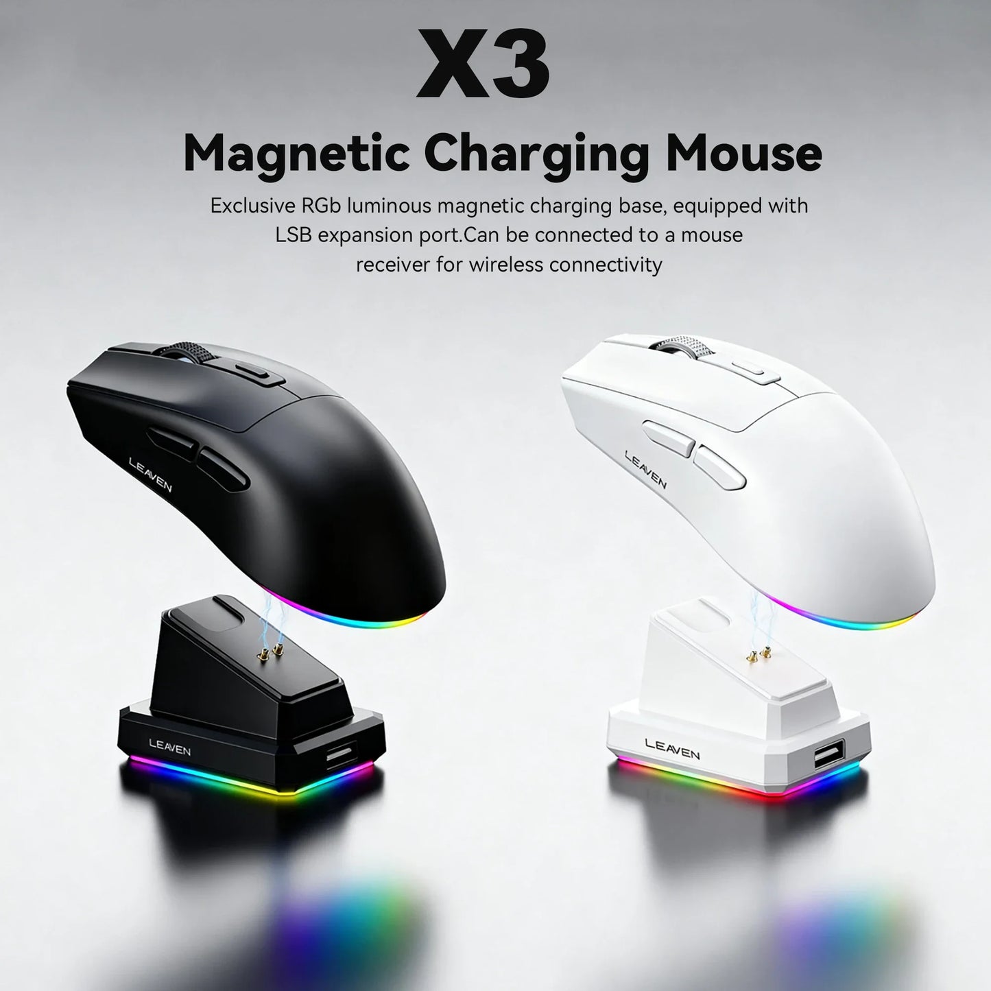 X3 Wireless Gaming Mouse – Précision, Légèreté et Style RGB