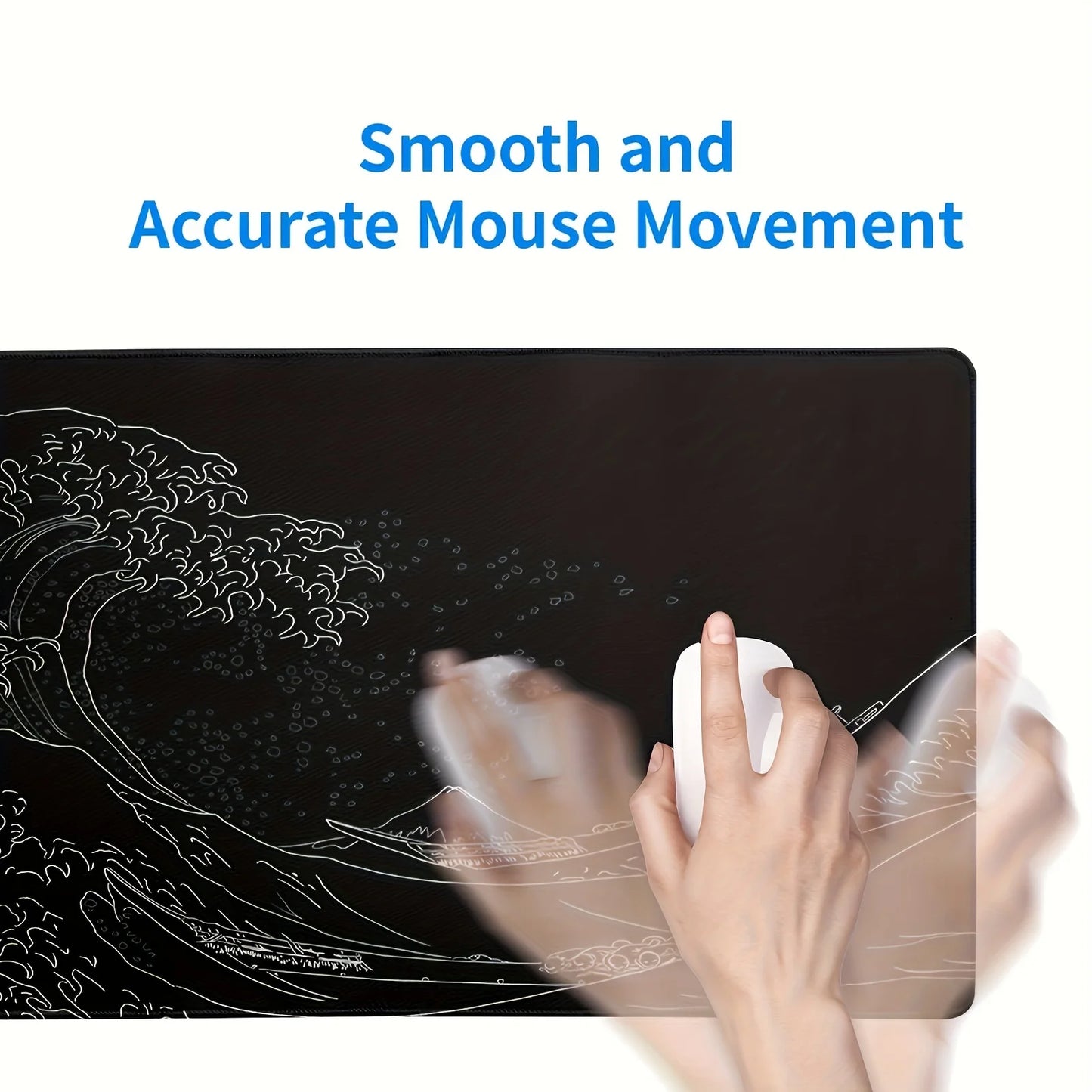 Tapis de Souris Gaming XXL – Vague Japonaise, Antidérapant et Imperméable