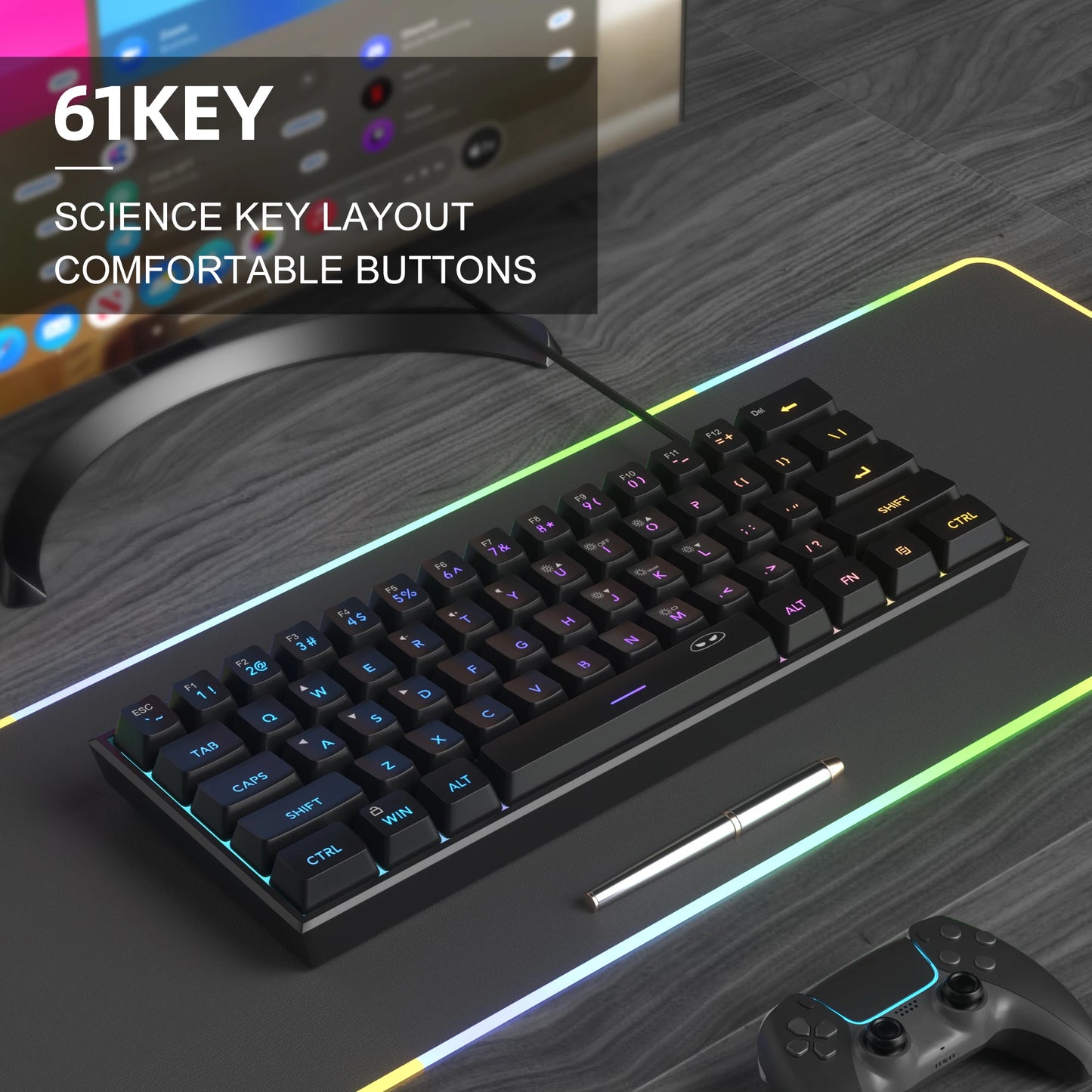 Clavier Gaming Compact 61 Touches RGB – MageGee