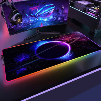 Tapis de Souris Gamer RGB XXL – Design Galaxie Spatiale Antidérapant