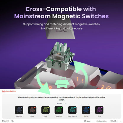 Veekos Shine60 HE – Clavier Magnétique Gaming RGB Tri-Mode (Wired / Wireless / Bluetooth)