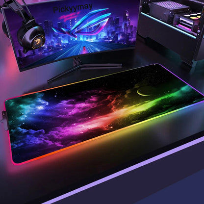 Tapis de Souris Gamer RGB XXL – Design Galaxie Spatiale Antidérapant