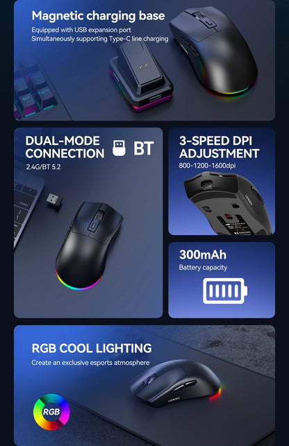 X3 Wireless Gaming Mouse – Précision, Légèreté et Style RGB