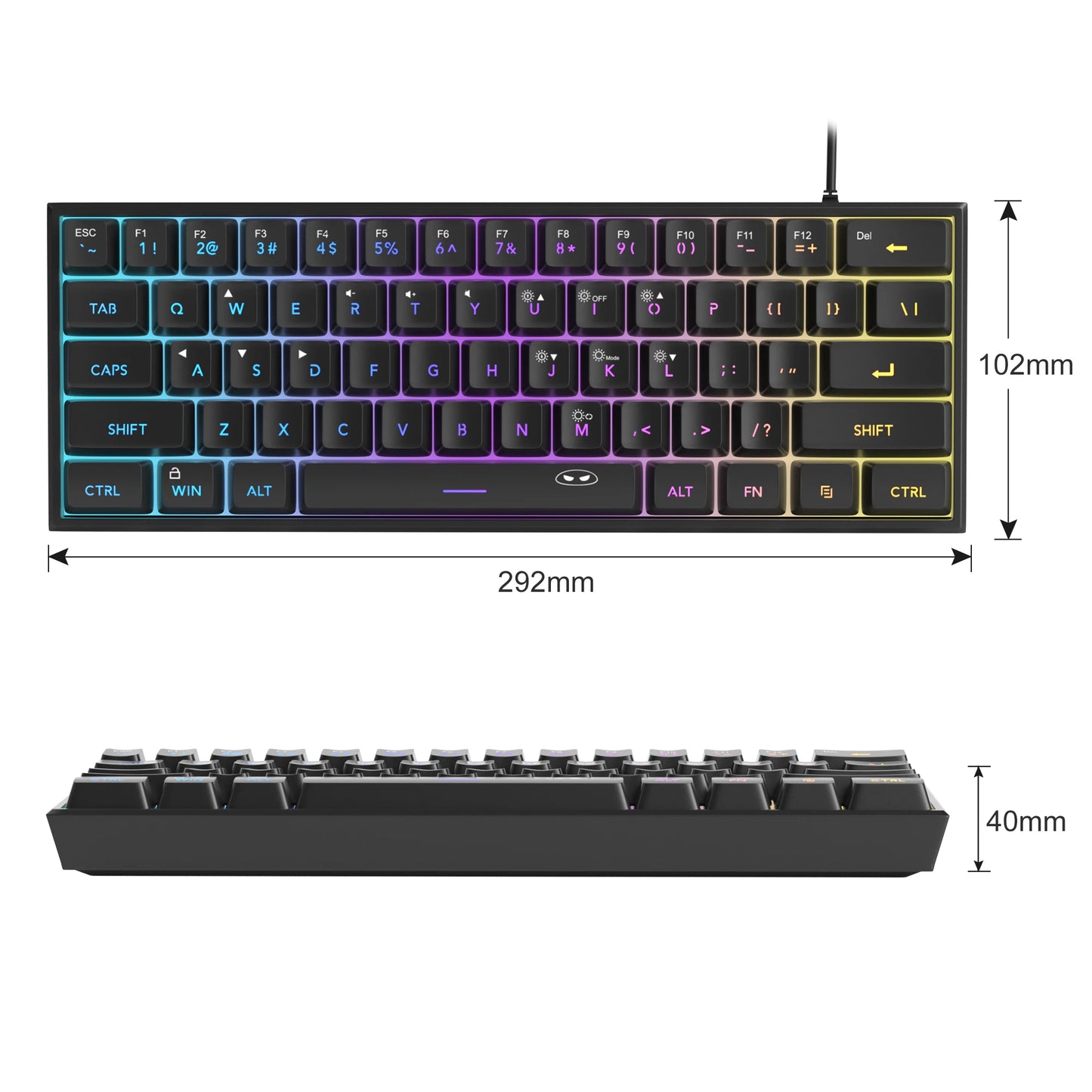 Clavier Gaming MageGee 61 Touches RGB – Compact, Étanche et Performant