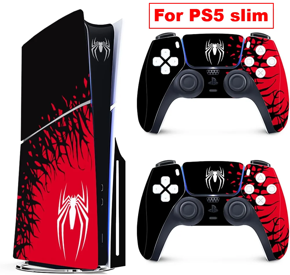 Skin Spider-Man Rouge & Noir pour PS5 Slim – Style et Protection Ultime