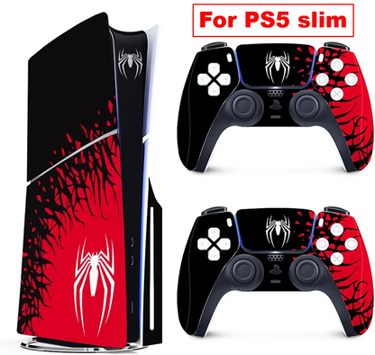 Skin Spider-Man Rouge & Noir pour PS5 Slim – Style et Protection Ultime