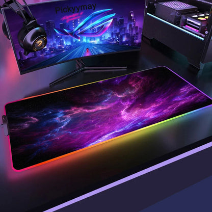 Tapis de Souris Gamer RGB XXL – Design Galaxie Spatiale Antidérapant