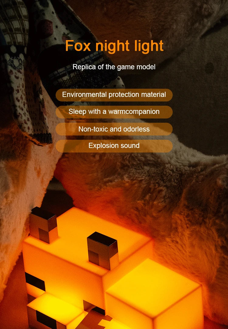 Lampe de Nuit Renard Minecraft - Veilleuse LED Orange Officielle pour Chambre Gaming et Enfant