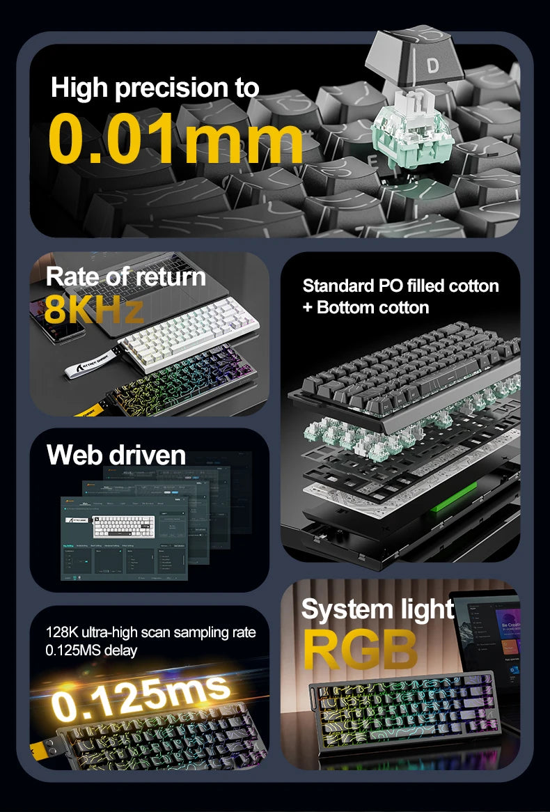 Attack Shark X68HE – Clavier Magnétique Gaming 8KHz Haute Performance