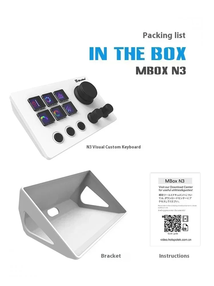 Mirabox N3 StreamDeck - Clavier Macro avec Écran LCD et Molette - Console de Contrôle pour Streaming et Gaming