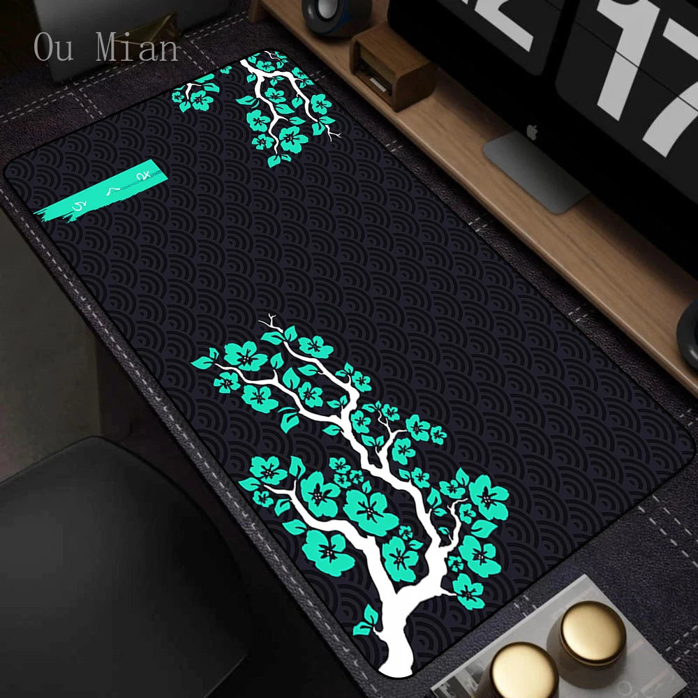 Tapis de Souris XXL Arbre Fleuri Antidérapant et Imperméable