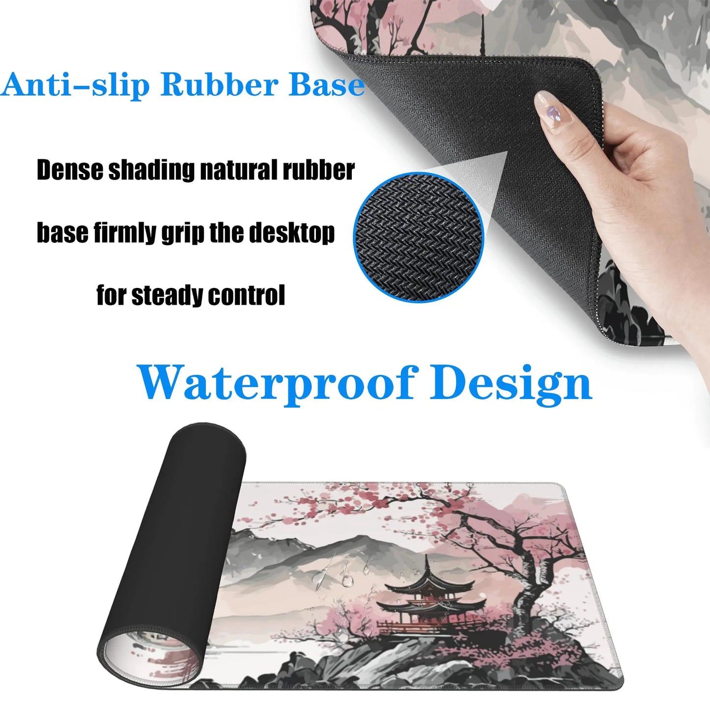 Tapis de Souris BLIKSEM – Paysage Japonais Montagne & Fleurs de Cerisier