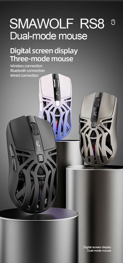 SMAILWOLF RS8 – Souris Gaming Sans Fil à Écran Digital (73g)