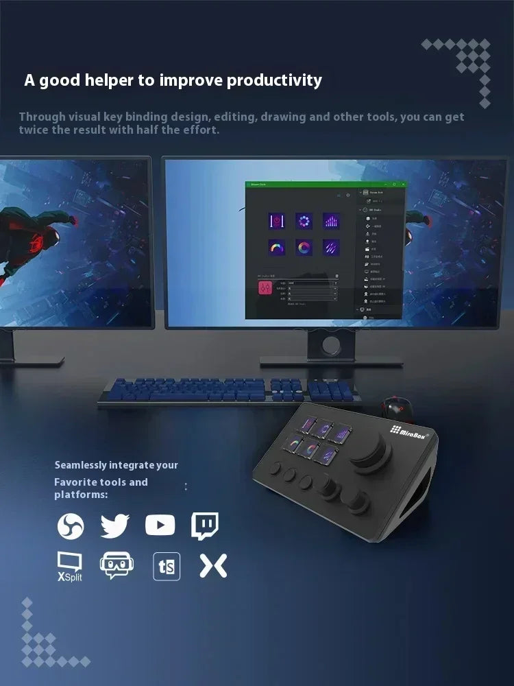 Mirabox N3 StreamDeck - Clavier Macro avec Écran LCD et Molette - Console de Contrôle pour Streaming et Gaming