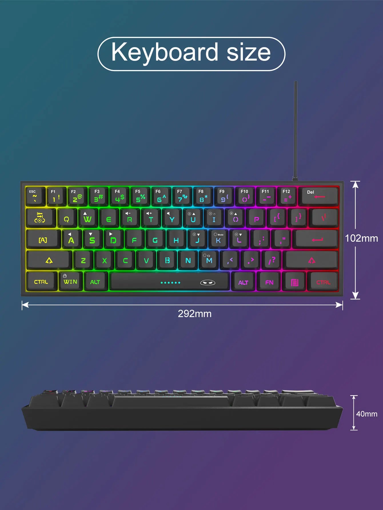 Clavier Gaming MageGee 61 Touches RGB – Compact, Étanche et Performant