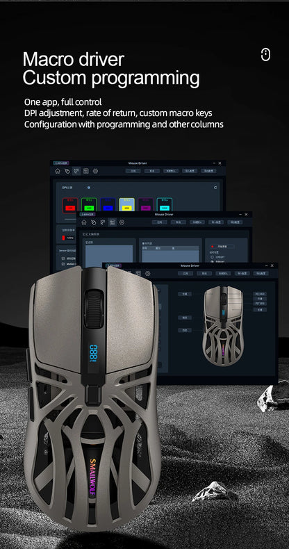 SMAILWOLF RS8 – Souris Gaming Sans Fil à Écran Digital (73g)