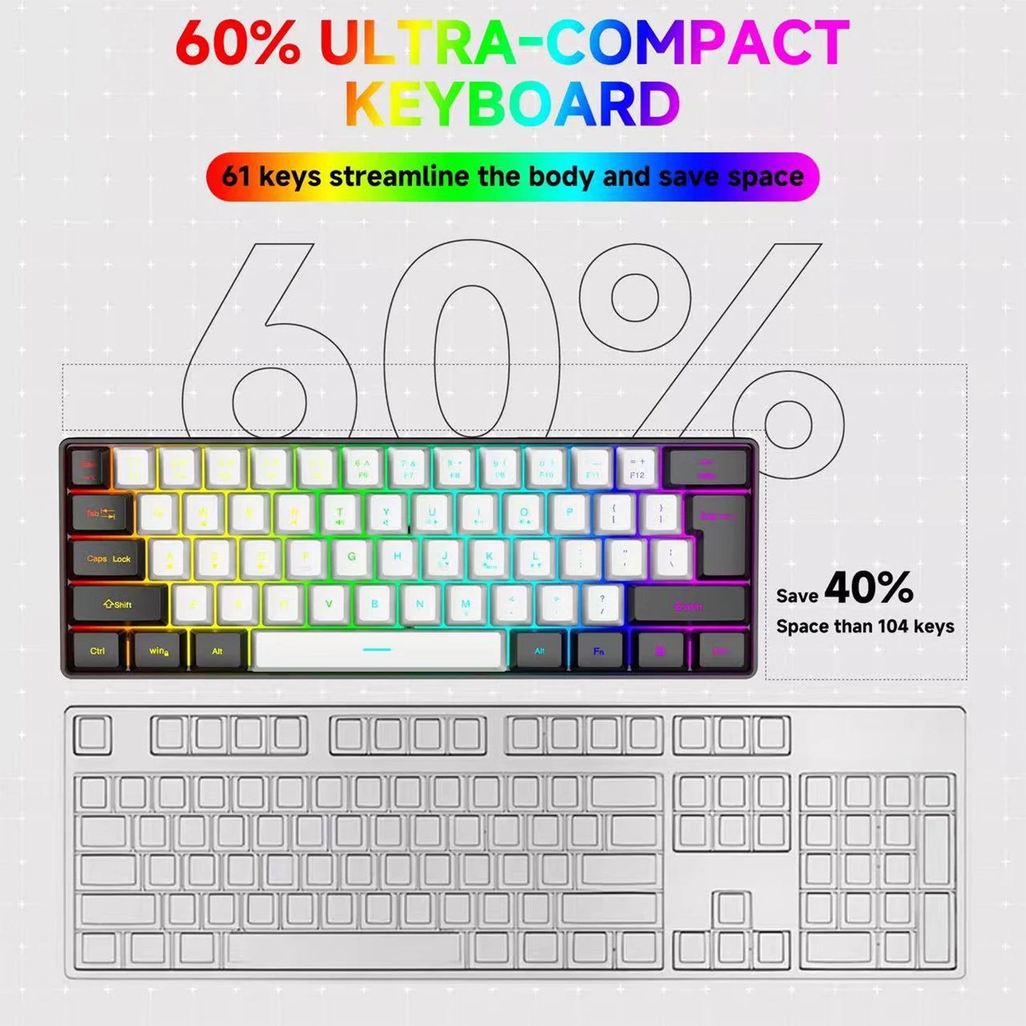 Clavier Gaming Compact 61 Touches RGB – OBAME