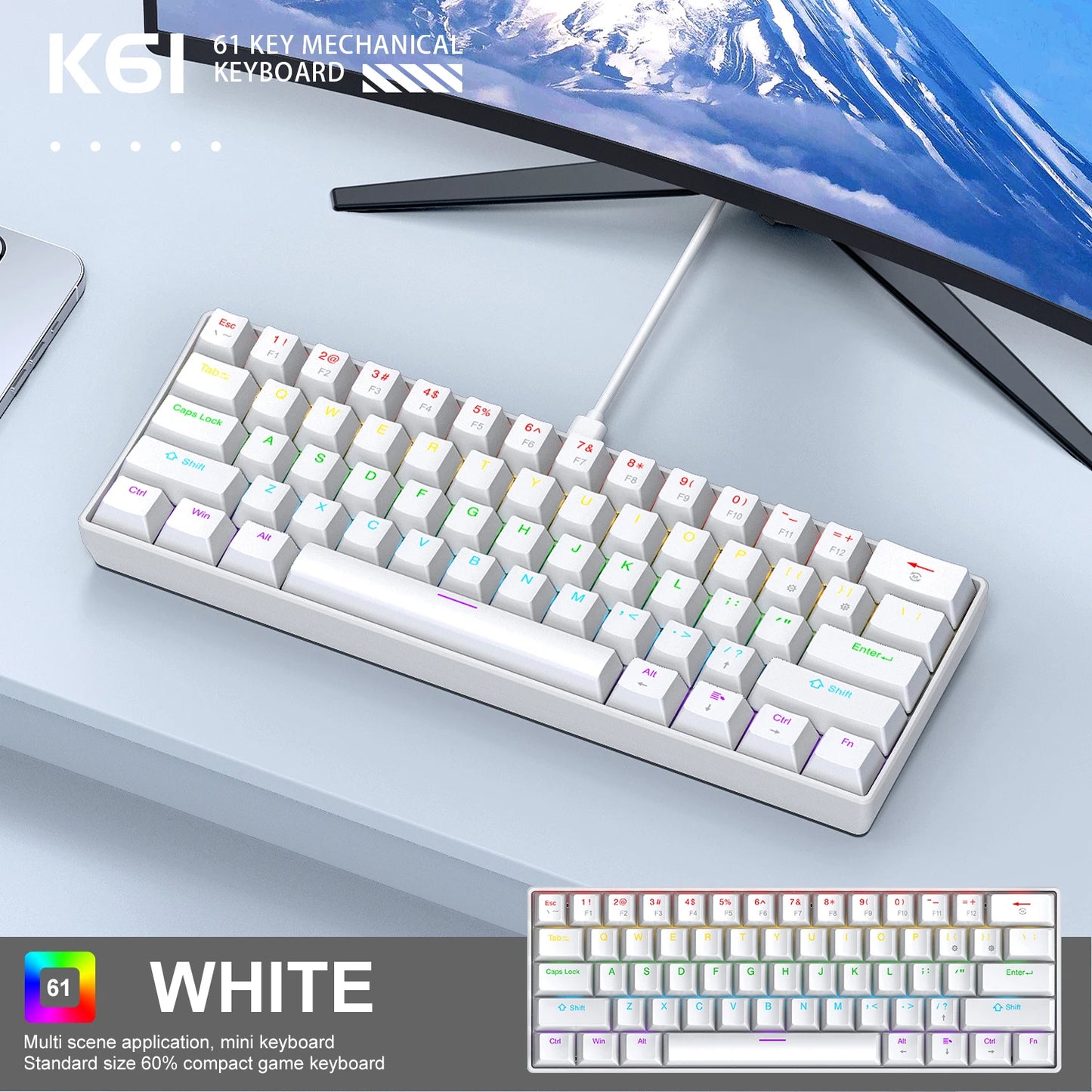 Clavier Mécanique RGB 61 Touches – APAYADO K61