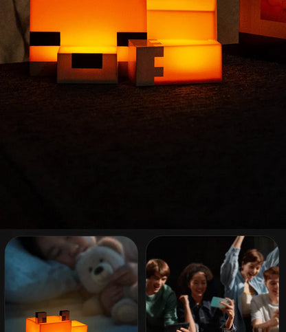Lampe de Nuit Renard Minecraft - Veilleuse LED Orange Officielle pour Chambre Gaming et Enfant