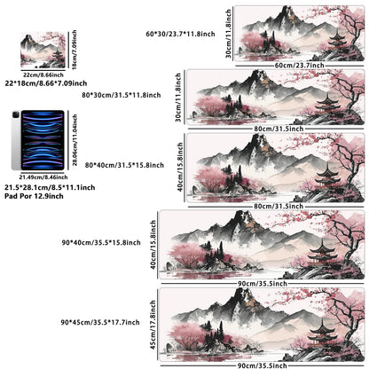 Tapis de Souris BLIKSEM – Paysage Japonais Montagne & Fleurs de Cerisier