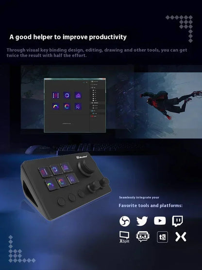 Mirabox N3 StreamDeck - Clavier Macro avec Écran LCD et Molette - Console de Contrôle pour Streaming et Gaming