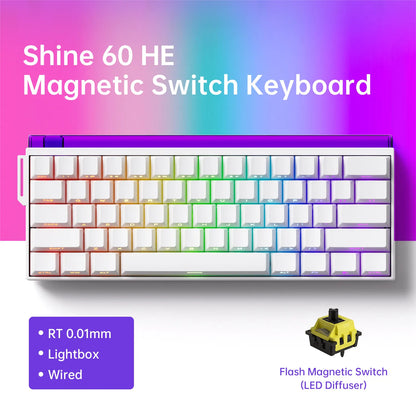 Veekos Shine60 HE – Clavier Magnétique Gaming RGB Tri-Mode (Wired / Wireless / Bluetooth)