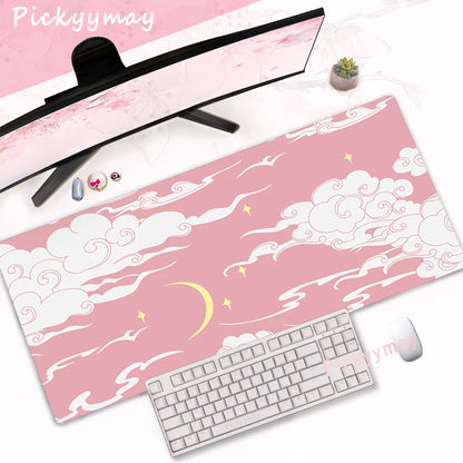 Tapis de Souris XXL Fleurs de Cerisier – Sakura Rose, Antidérapant et Élégant