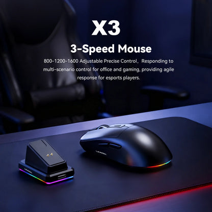 X3 Wireless Gaming Mouse – Précision, Légèreté et Style RGB