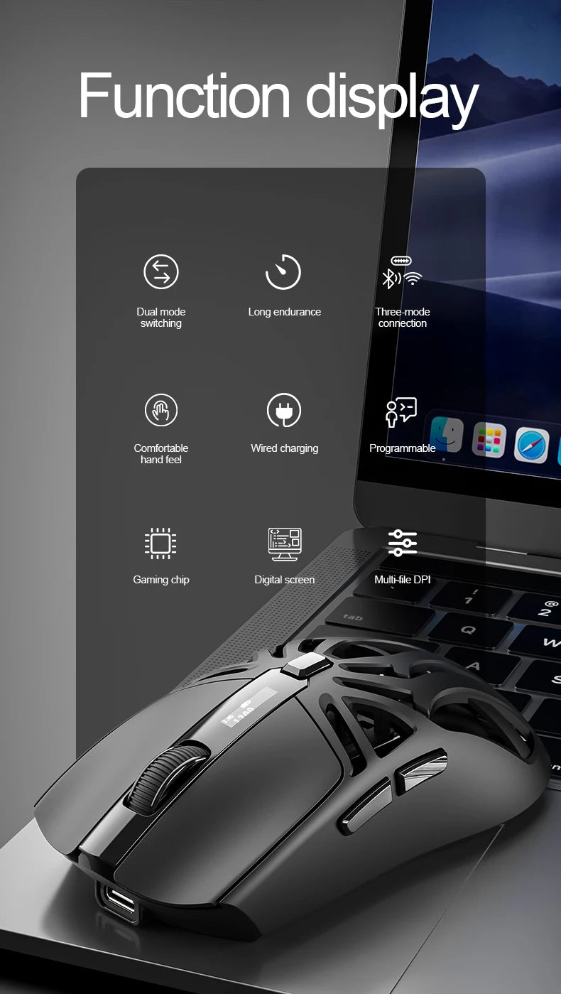 SMAILWOLF RS8 – Souris Gaming Sans Fil à Écran Digital (73g)