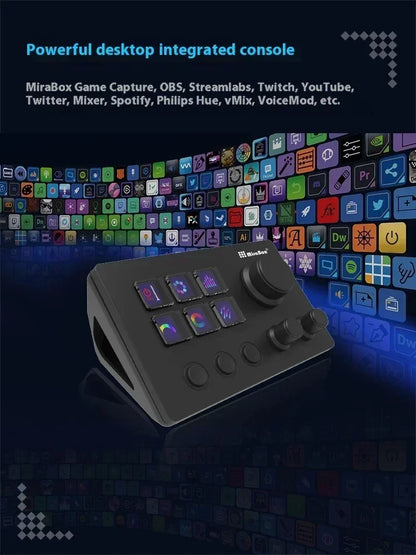 Mirabox N3 StreamDeck - Clavier Macro avec Écran LCD et Molette - Console de Contrôle pour Streaming et Gaming