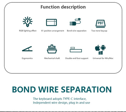 Clavier Mécanique Gaming EDUP K620 Mini RGB – 61 Touches