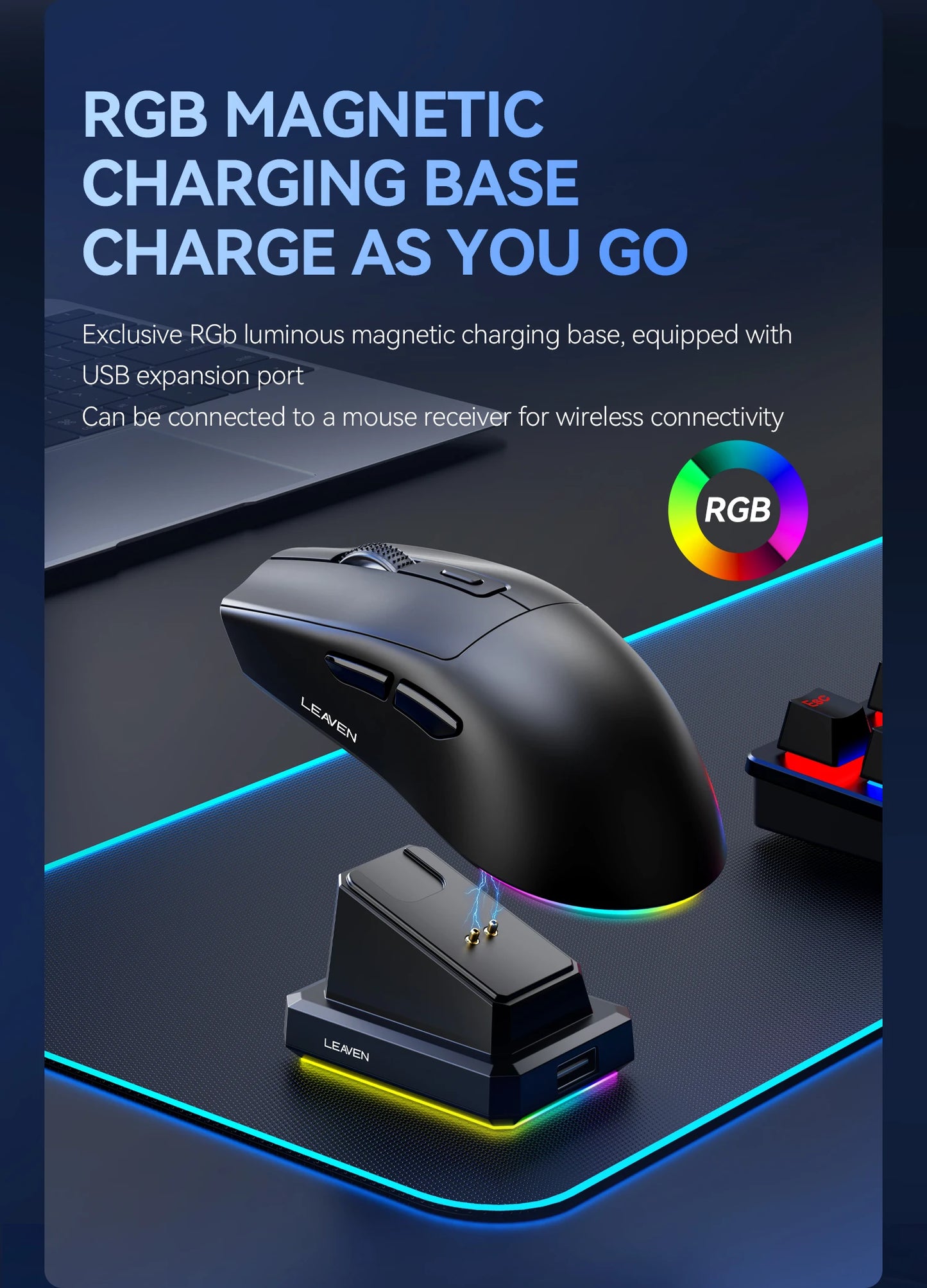 X3 Wireless Gaming Mouse – Précision, Légèreté et Style RGB