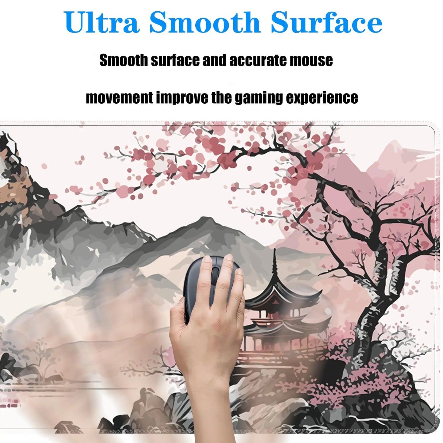 Tapis de Souris BLIKSEM – Paysage Japonais Montagne & Fleurs de Cerisier
