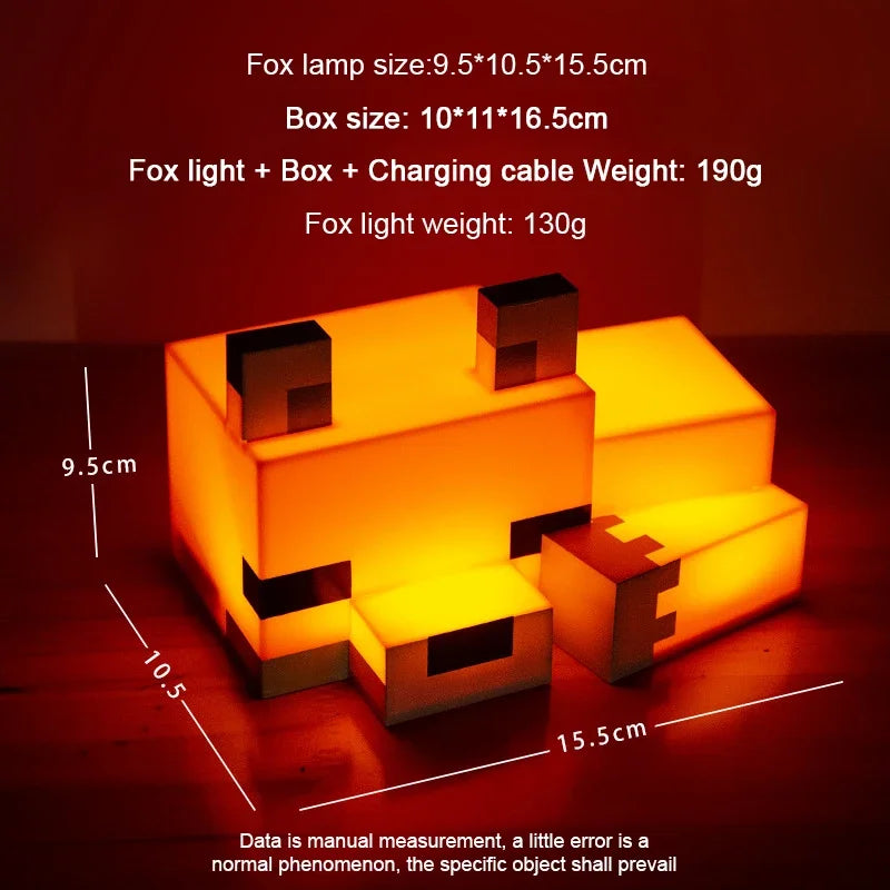 Lampe de Nuit Renard Minecraft - Veilleuse LED Orange Officielle pour Chambre Gaming et Enfant